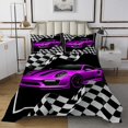 thumbnail image 1 of Erosebridal Checkered Flag Quilt Sets for Queen Size Bed, Racing Car Coverlet Set Queen, Extreme Automobile Sports Bedding Set, Super Cozy Room Decor, 3pcs, 1 of 6