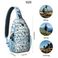 thumbnail image 5 of Sling Backpack,Light Blue Christmas House and Tree Pattern Sling Bag with Water Bottle Holder,Waterproof Sling Bag for Men/Women with Headphone Jack for Hiking,Travel, 5 of 6
