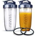thumbnail image 1 of 32oz Replacement Cups (2-Pack) for NutriBullet Blender with 2 Flip-Top To-Go Lid and 2 Rubber Gaskets Seal Rings Compatible with NutriBullet 900W & 600W Series, 1 of 7