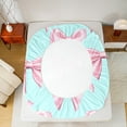 thumbnail image 5 of Manfei Dreamy Bowknot Bed Sheets Set Full Size, Cyan Pink Bedding Full Size, Princess Ribbon Full Sheet Sets, Super Cozy Room Decoration, 4 Pieces, 5 of 7