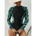 thumbnail image 5 of Anwell Womens Zipper One Piece Swimsuit High Cut Rash Guard Long Sleeve Swimwear UPF 50+, 5 of 6