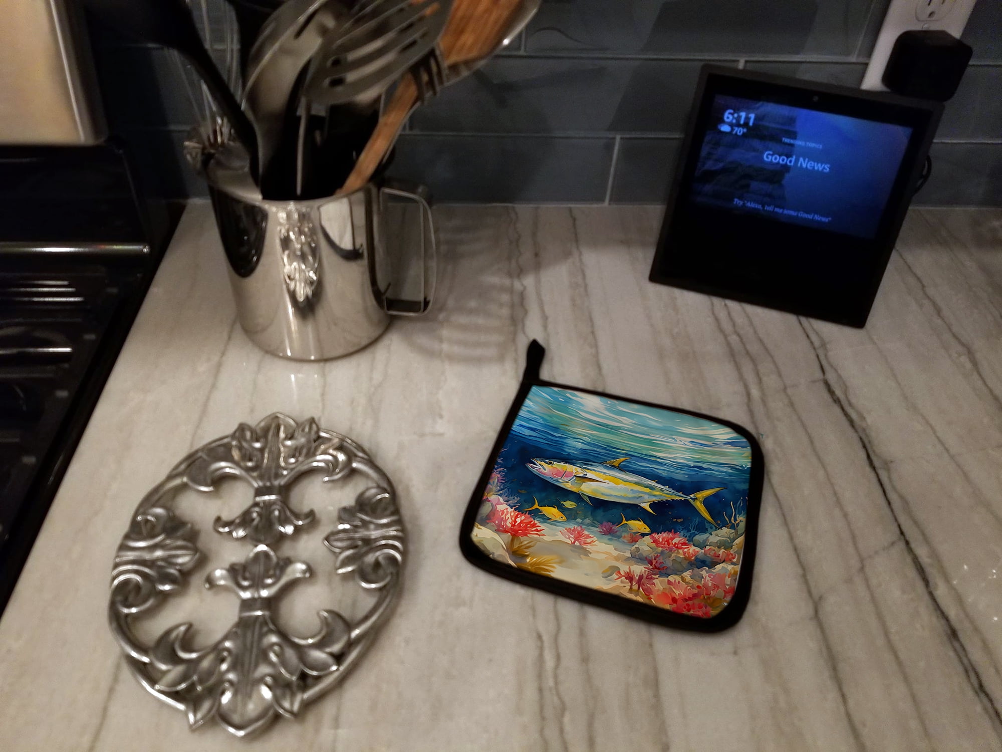 Yellowfin Tuna Pair of Pot Holders 7.5 in x 7.5 in