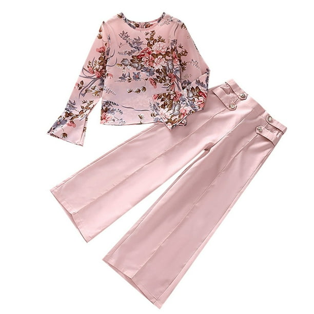 Gibobby Conjunto para bebe y nino Trajes para nina pequena conjunto de 2 piezas de tops y pantalones florales de manga larga conjunto de jogging para ninas Rojo 10 12 Anos Walmart en linea