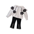 thumbnail image 2 of Minnieouse Conjuntos de ropa de 2 piezas para niña, camisa blanca con estampado de manga larga de otoño, ropa superior, pantalones conjuntos de ropa Blanco 100cm, 2 of 6