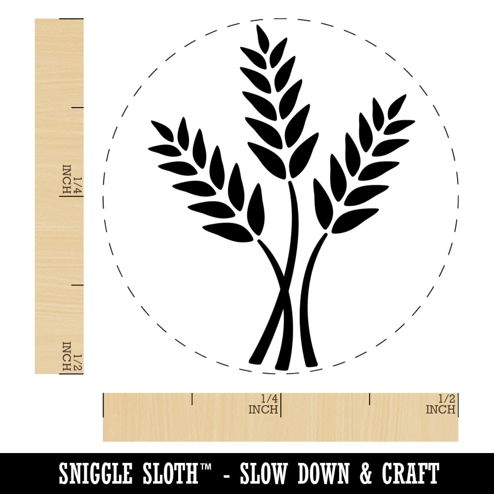 Wheat Stems Bread Baking Self-Inking Rubber Stamp Ink Stamper - Dry Pad (No Ink) - Mini 1/2 Inch