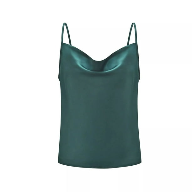 Gibobby Camisola corta con escote halter de color liso para mujer(Verde,XG)
