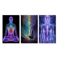 thumbnail image 2 of Designart "Meditation Neon" Robot Wall Art Set Of 3 - Modern Purple Gallery Wall Set For Home Decor, 2 of 6