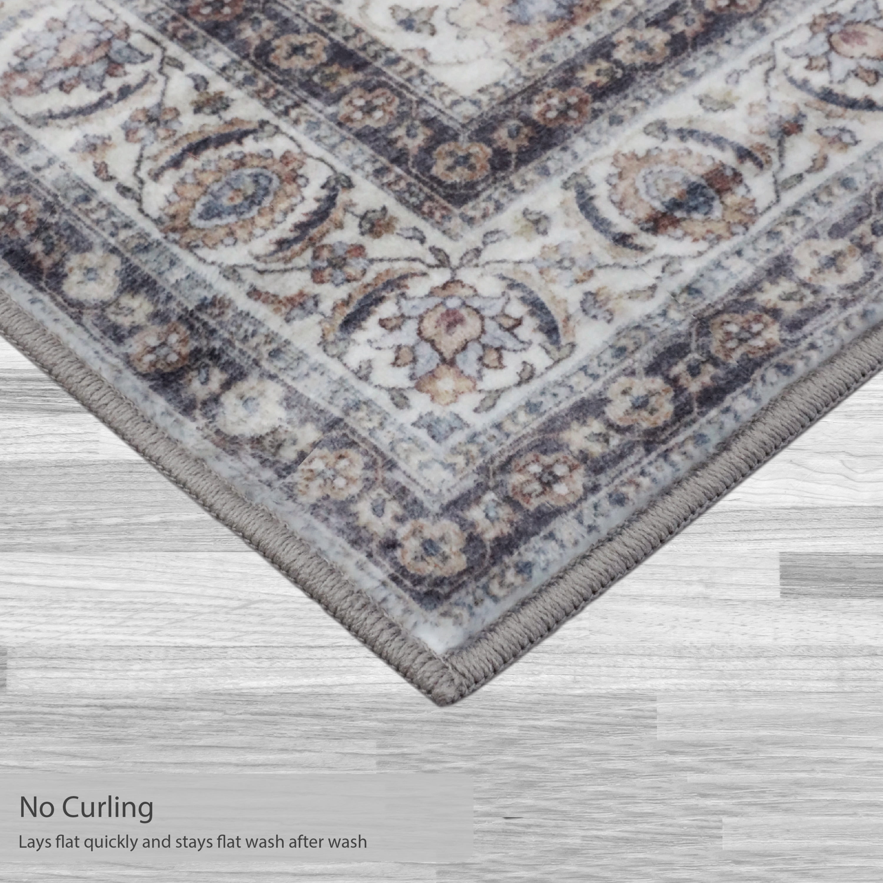 Washable Skid-Resistant Area Rug Geometric Navy/Cream 8' x 11'