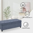 thumbnail image 5 of Foredo Large Storage Ottoman Bench, Button Tufted Linen Upholstered Ottoman with Storage, Oversized Storage Ottomans Toy Box Footrest for Living Room bedroom, Dark Blue, 5 of 8