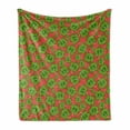thumbnail image 1 of Garden Art Soft Flannel Fleece Blanket, Tropical Theme Botanical Motifs with Exotic Hibiscus Flowers in Green, Cozy Plush for Indoor and Outdoor Use, 60" x 80", Dark Coral and Green, by Ambesonne, 1 of 5