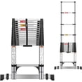 thumbnail image 5 of Telescoping Ladders FT Aluminum Ladder - -Button Retraction  Extension Ladder for Home RV Attic &; Loft  Lasts  with Triangle Stabilizers and Detachable Hooks, 5 of 6