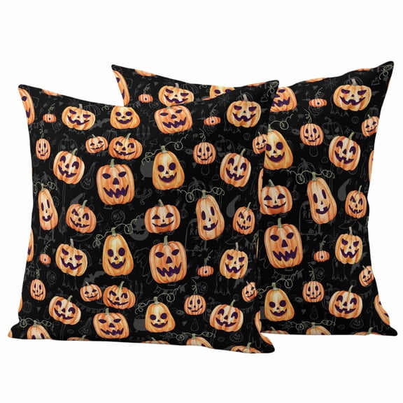 Halloween Pumpkins Outdoor Waterproof Pillow Covers, Fall Scary Halloween Funny Decorative Square Throw Pillowcase Sofa Cushion Sham for Patio/Couch/Chair, 20"x20" 2 Pack