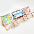 thumbnail image 1 of wonima11 ® 3PCS Folding Beach Chair Mobile Phone Holder Canvas Wooden Phone Stand Funny Adjustable Phone Cradle Desktop Phone Universal Holder, 1 of 1