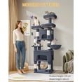 thumbnail image 3 of Cat Tree, 69.3‑Inch Tall Multi‑Level Cat Tower for Indoor Cats with 7 Sisal Scratching Posts, 3 Platforms and 2 Cat Caves, Suitable for Indoor Cats, Dark Gray, 3 of 9