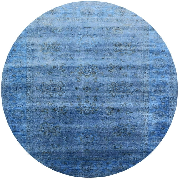 Ahgly Company Indoor Round Mid-Century Modern Blue Eyes Blue Persian Area Rugs, 5' Round