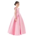 thumbnail image 5 of Ekidsbridal Satin V-Back Flower Girl Dresses with Rhinestone Christening Gown for Church Formal Evening Party 326 4, 5 of 6