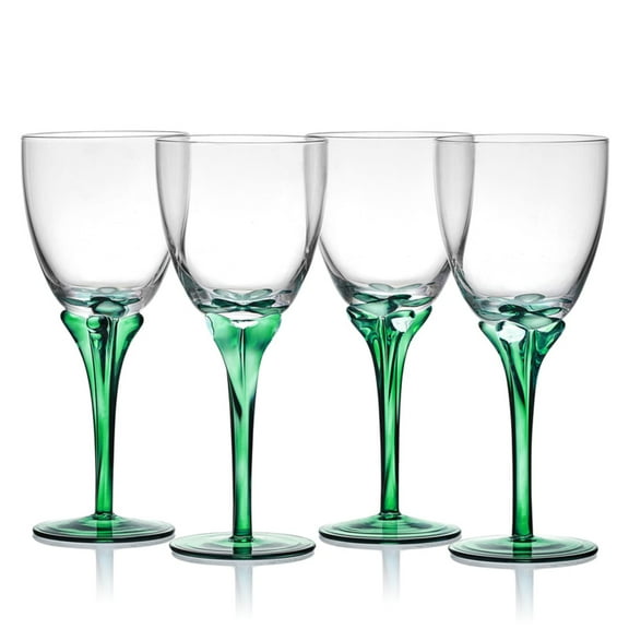 Fitz and Floyd Jardin 14 oz Green Wine Glass (Set of 4)