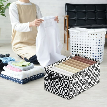SouMaox Printed Woven Storage Basket Large Capacity Organization Decorative Totes Household Item Management for Residential Spaces