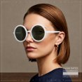 thumbnail image 4 of SA106 Womens Wizard Round Circle Lens Plastic Mod Fashion Sunglasses / White Frame - Green Lens, 4 of 8