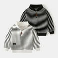 thumbnail image 4 of Usaibhir Boys Girls Pullover Sweaters Kids Striped/Solid Sweaters Relaxed Fit Quarter Zip Stand Collar Casual Warm Long Sleeve Knit Sweatshirt Tops Teen for 2-10Y, 4 of 5