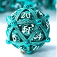 thumbnail image 1 of Ensemble de dés en Métal DND - Design Rond Unique en Forme d'Orbe Creuse pour un Meilleur Roulement - Ensemble de dés en Métal Dragon Magnifique pour Jeux de Rôle (RPG) - Ensemble de dés D&D Donjons et Dragons (Aqua Teal), 1 of 5