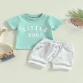 thumbnail image 2 of POINTERTECK Kid Pants Suit  Boy Short Sleeve Round Neck Letters Tops + Casual Street Drawstring Short Pants  Grey 2-3 Years, 2 of 8