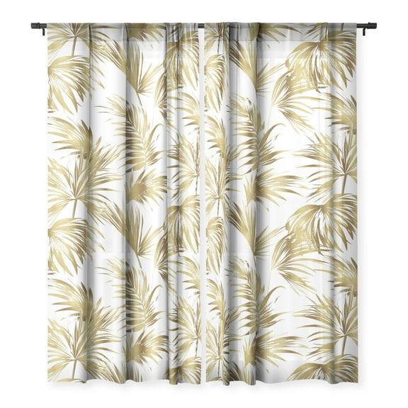 Society6 Marta Barragan Camarasa Golden Palms Single Panel Sheer Window Curtain 50" x 84"