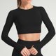 thumbnail image 1 of Mujeres Yoga Crop O Cuello Manga larga Puntos Bodycon Elástico yeacher Top corto de yoga, 1 of 3