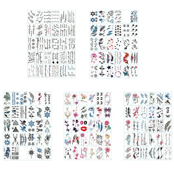 30 Pieces Coloring Skin Stickers Waterproof Long-lasting Alphabet Pattern Color Flowers Sticker Single-use Painting DIY Body Paint Kits Type 2