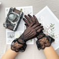 thumbnail image 1 of Guantes de malla para mujer de otoño y verano, mitones cortos de tul con encaje Sexy elásticos, mitones de dedo completo, transparentes para boda, guantes elegantes a la moda para mujer, talla única Gao Jinjia LED, 1 of 2