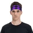 thumbnail image 2 of Daiia Purple Buffalo Plaid printed Men's Performance Headband,Sports Headbands,Moisture Wicking Workout Headband, 2 of 9