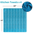 thumbnail image 3 of Kitchen Towels - Teal Windowpane Pattern Kitchen Towels, 15x15 in. - 4 Drying Kitchen Towels Turquoise, 3 of 5