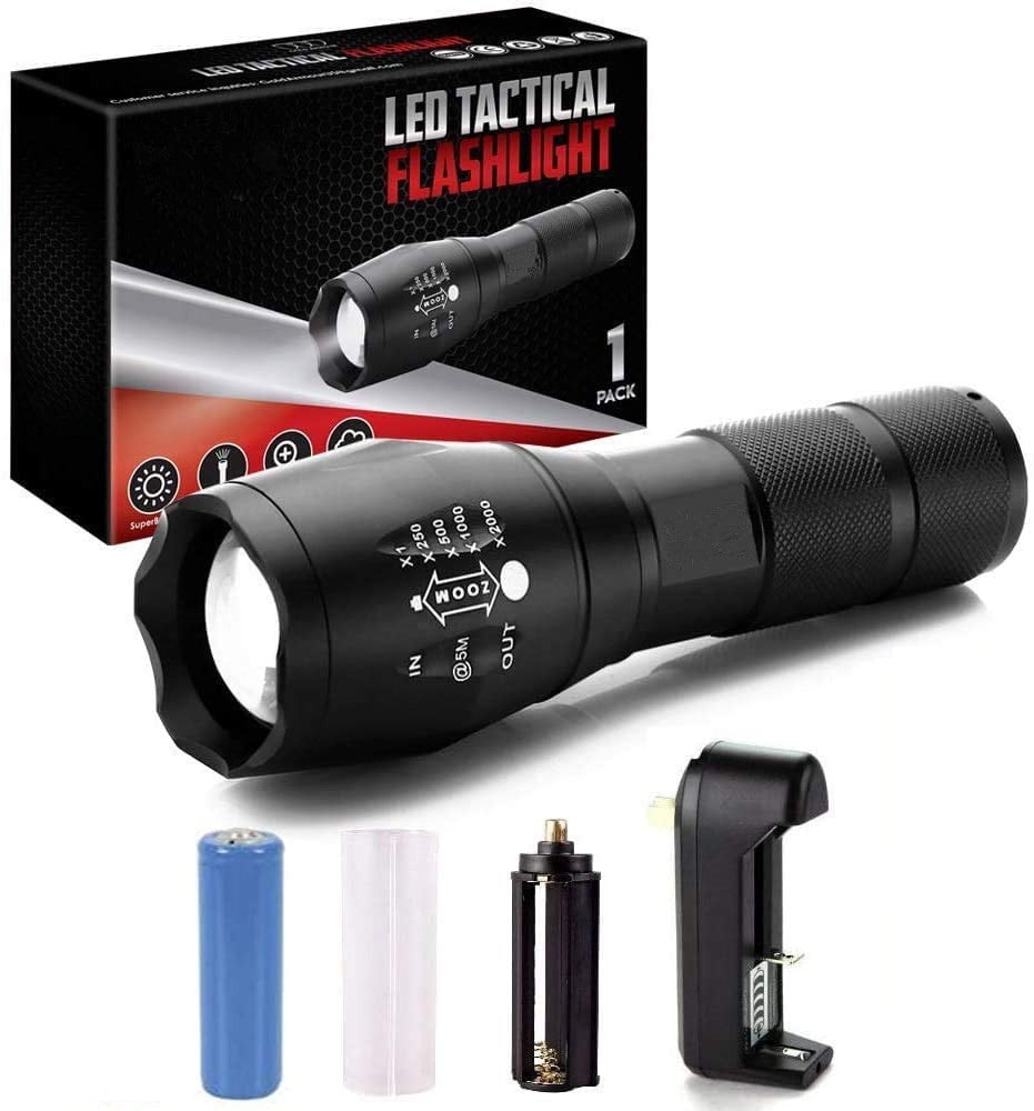 20000LM Police Tactical T6 LED 5 Modes 18650 Flashlight Zoomable Lamp Light USA 