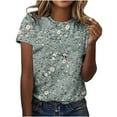 thumbnail image 1 of Pisexur Hauts d'Été pour Femmes, Blouses Habillées Décontractées pour Femmes, Hauts à la Mode pour Femmes, Chandail Décontracté Imprimé à Manches Courtes Col Rond, Grandes Tailles pour Femmes Multicolore, 5TG, 1 of 4