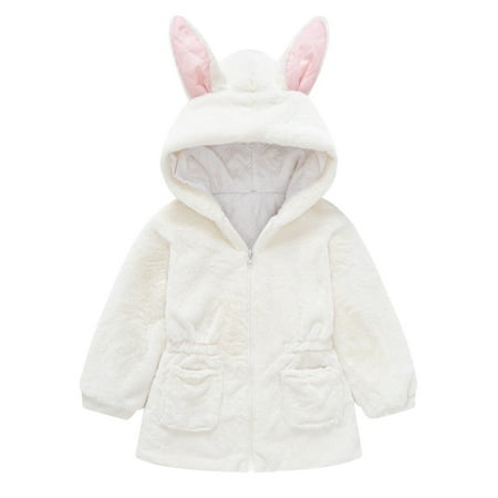 

Dadaria Toddler Jacket 3Y-8Y Toddler Kids Baby Gril Boy Cute Ear Zipper Solid Thick Hooded Coat Warm Outwear White 130 Toddler