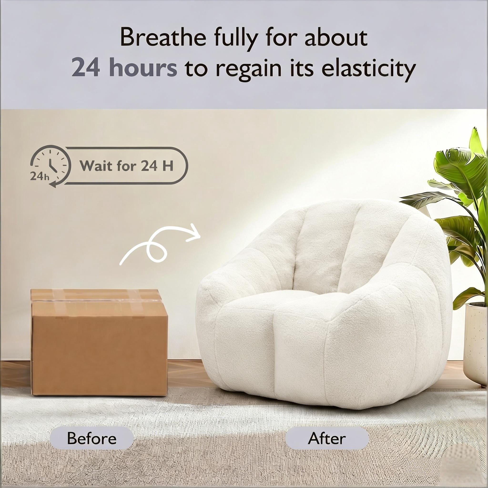 Howcool Bean Bag Chair with Filler, Memory Foam Tufted Fluffy Lazy Sofa for Living Room Dorm Apartment