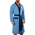 thumbnail image 5 of successthop Bathrobes for Men Long Sleeves Bathrobe Knee Homewear Belted Sleepwear Jacquard After Bath Fall Loungewear, 5 of 8