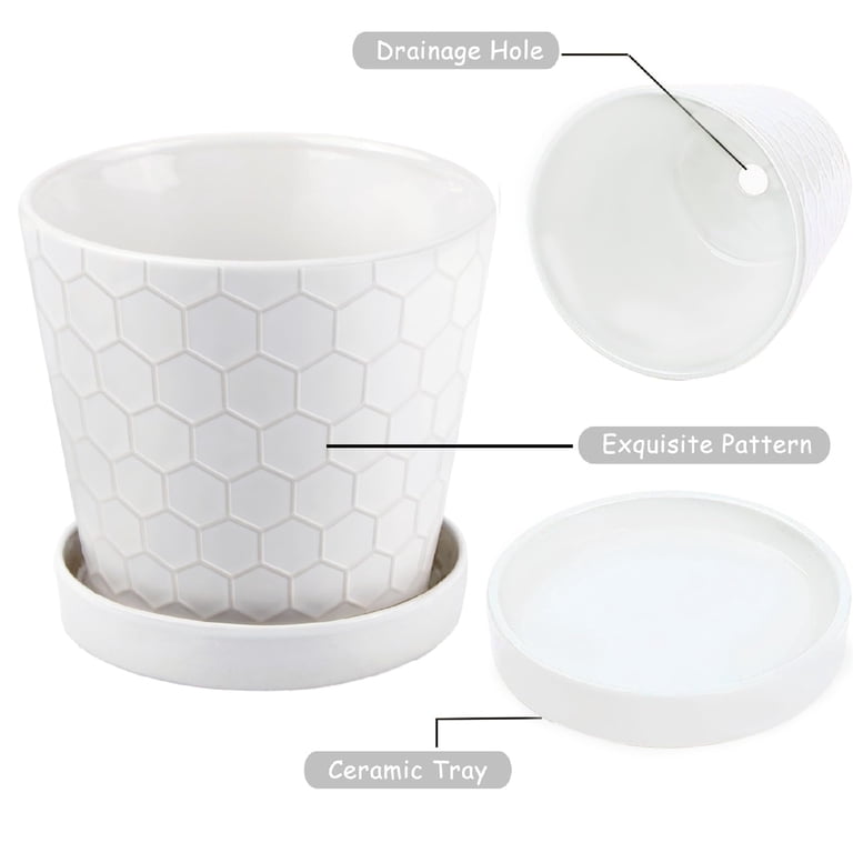 Modern Ceramic Planter Set, 3-Piece with Drainage photo 4