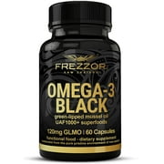 FREZZOR Omega 3 Black Green Lipped Mussel Oil Joint Pain Relief Inflammation Supplement, Heart and Immune Support, 450mg, 1 Pack, 60 Capsules