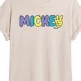 thumbnail image 3 of Disney - Mickey Multicolor Hand Peace Sign - Women's Oversized T-Shirt, 3 of 5