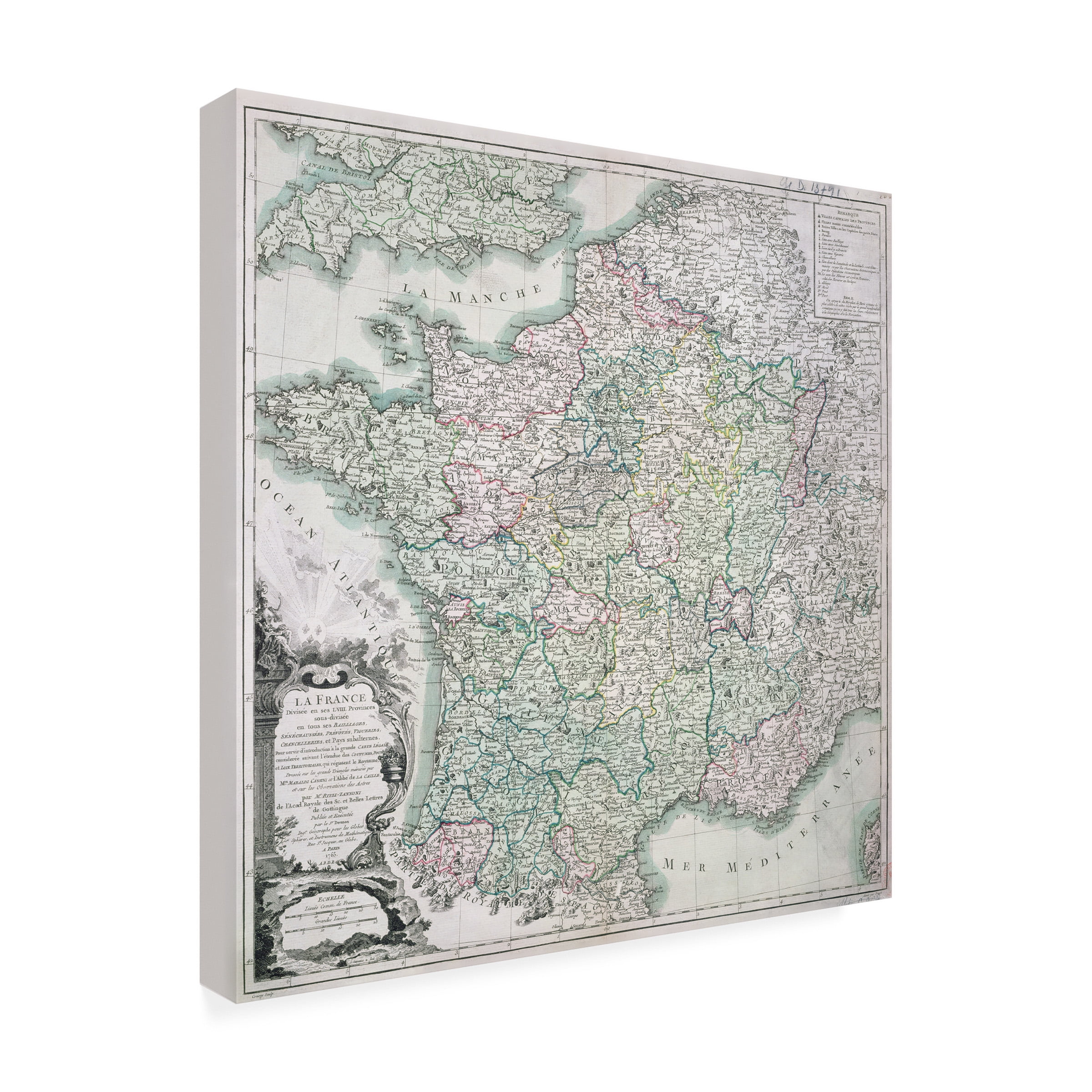Trademark Art 'Map of France, 1765' Canvas Art by Louis Charles Desons
