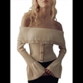 thumbnail image 2 of Blusas con Hombros Descubiertos para Mujer, Blusas de Larga para Salir, Estilo Y2K, Jersey de Punto, Conjuntos de Otoño A S, 2 of 9