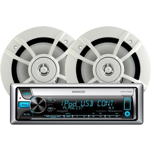 Bundle PKGMR358 61/2" Marine 2Way Speakers InDash Single DIN Marine