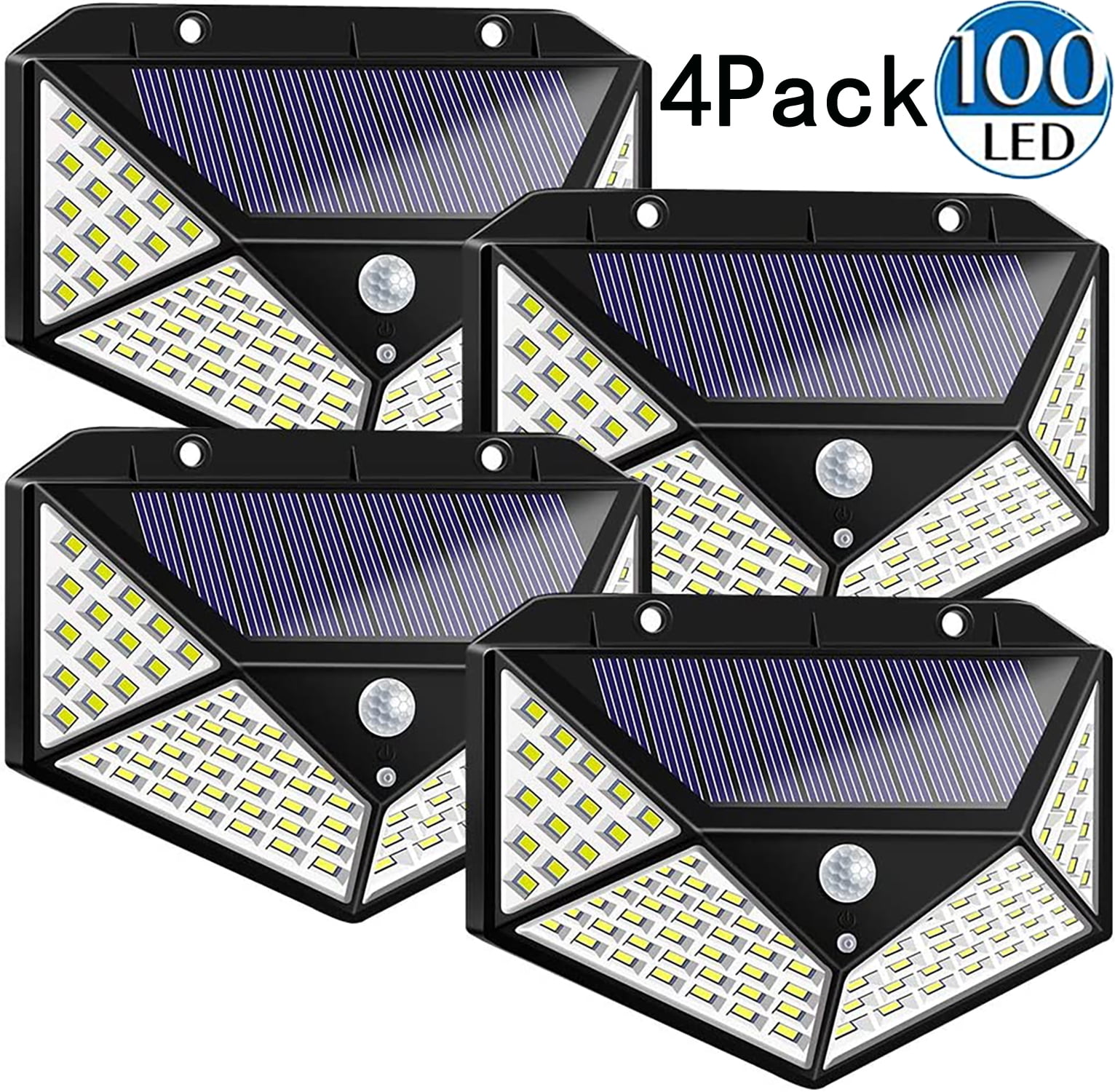 Surlong 100 Led Solar Motion Sensor Lights Outdoor, Wireless Weatherproof Solar Powered Lights for Steps Yard Garage Porch Patio, IP65 Waterproof with Wide Angle (4 Pack)