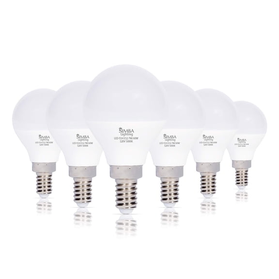 Simba Lighting LED G14 G45 7W 60W Replacement Bulbs 120V E12 Candelabra Base 5000K Daylight 6-Pack