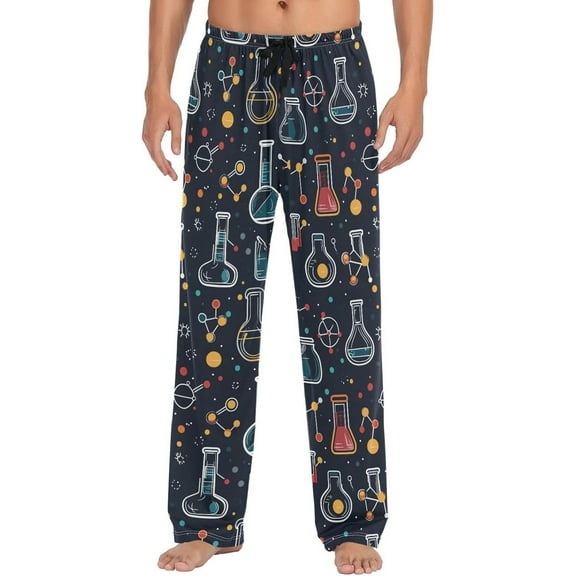 Top-kevin Chemistry Experiment Print Pajama Pants for Men Comfort Sleep Lounge Bottoms Straight-fit with Pockets S-XXL