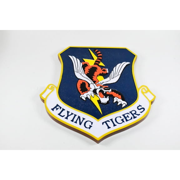 23rd Fighter Group Flying Tigers Plaque,14", Mahogany