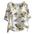 thumbnail image 3 of Patlollav Womens Plus Size Summer Tops Women Causal Round Neck Print Blouse 1/2 Sleeve T-Shirt, 3 of 6