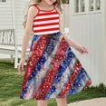 thumbnail image 3 of Odeerbi Niñas Día de La Independencia Vestido de Deslizamiento En Capas de Línea de Verano Patriótico Estrella Raya Vestido de Correa Casual, 3 of 9