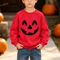 thumbnail image 6 of fnnxnal Hall-oween Sweatshirt for Girls, Red Pumpkin Face Crewneck Pullover Long Sleeve Top, Kids 2-13 Years Fall Outfit.,Size 11-12 T, 6 of 8